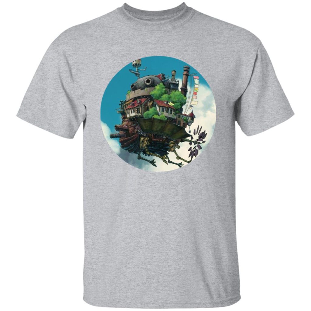 Studio Ghibli Howl’s Moving Castle Flying on the Sky T-shirt - Image 10