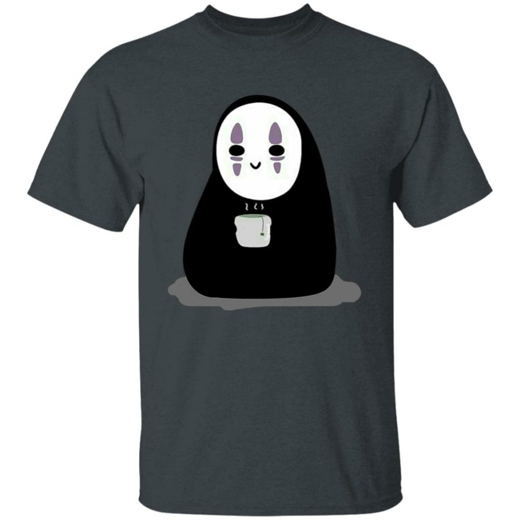 Studio Ghibli Cute No Face Kaonashi Drinking Hot Tea T-shirt - Image 5