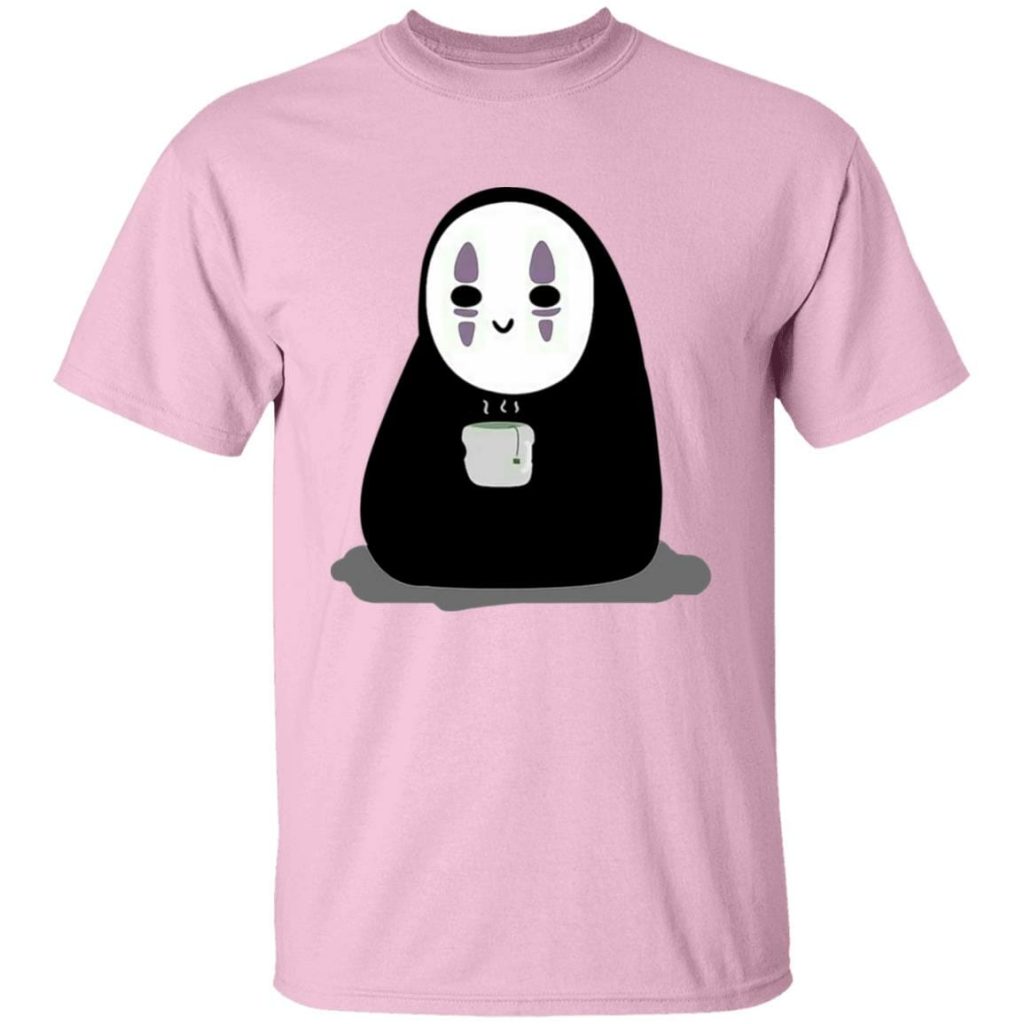 Studio Ghibli Cute No Face Kaonashi Drinking Hot Tea T-shirt - Image 6