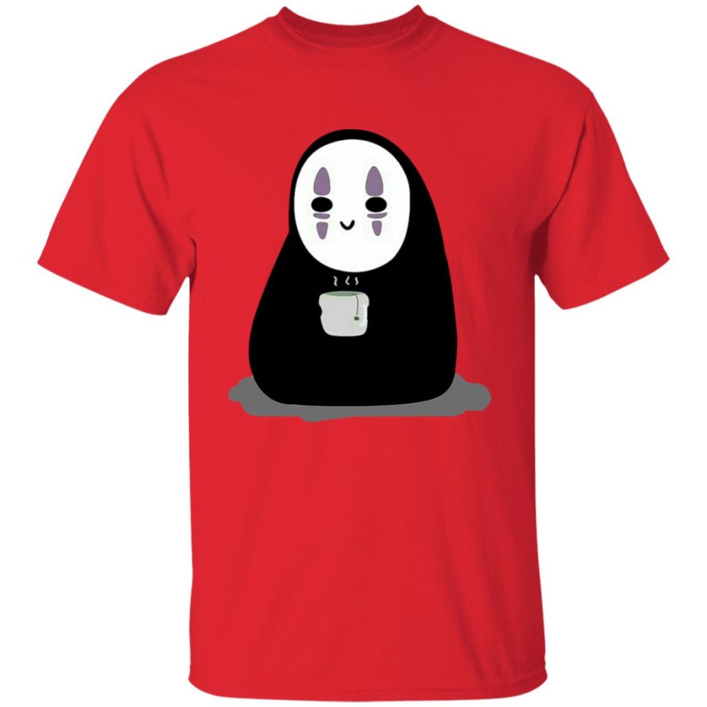 Studio Ghibli Cute No Face Kaonashi Drinking Hot Tea T-shirt - Image 9
