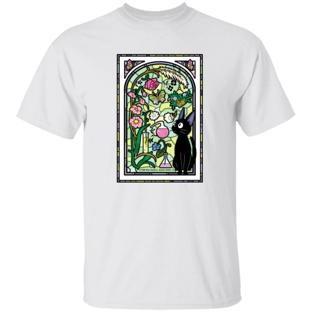 Studio Ghibli Jiji by the Stained Glass Window T-shirt - Image 2