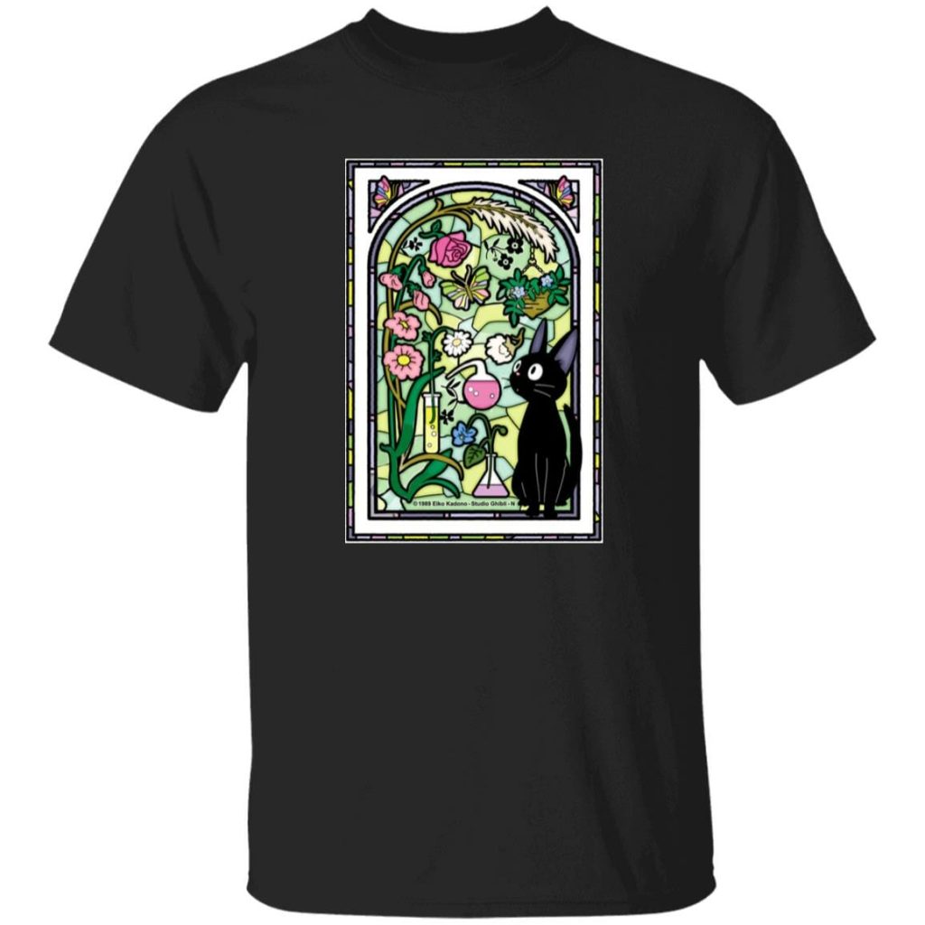 Studio Ghibli Jiji by the Stained Glass Window T-shirt - Image 4