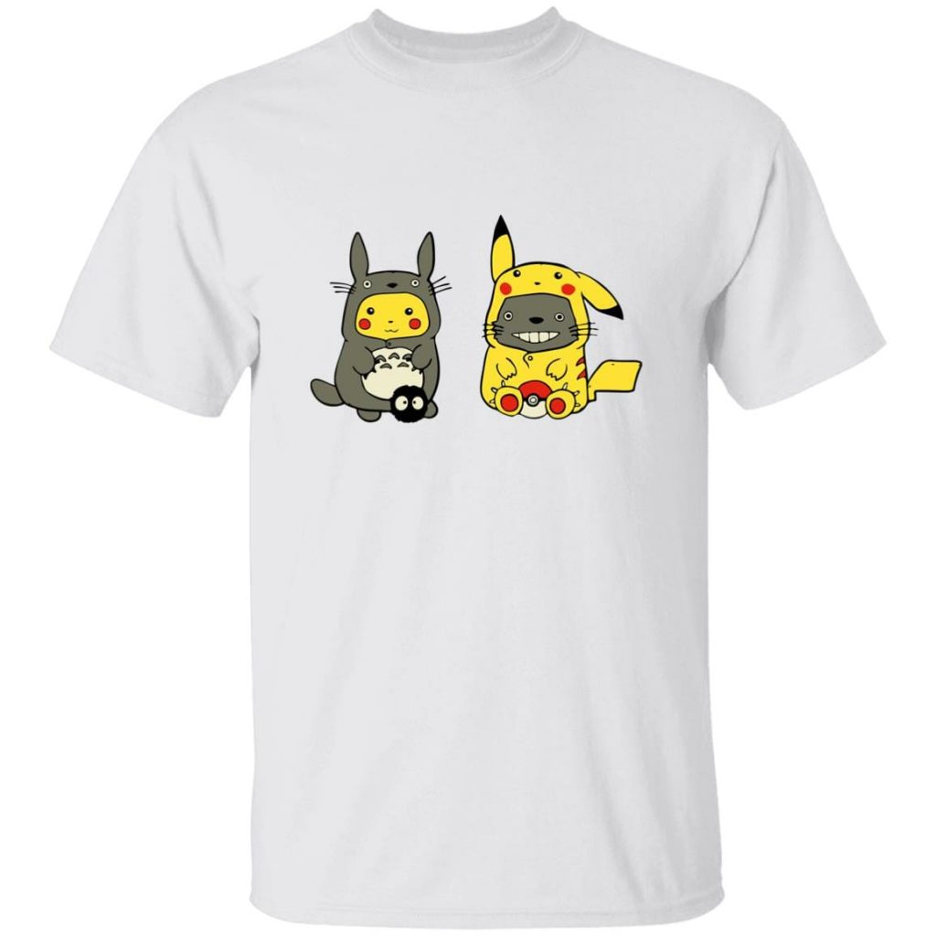 Studio Ghibli Totoro and Pikachu Cosplaying T-shirt - Image 2