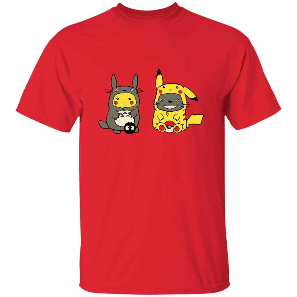 Studio Ghibli Totoro and Pikachu Cosplaying T-shirt - Image 9